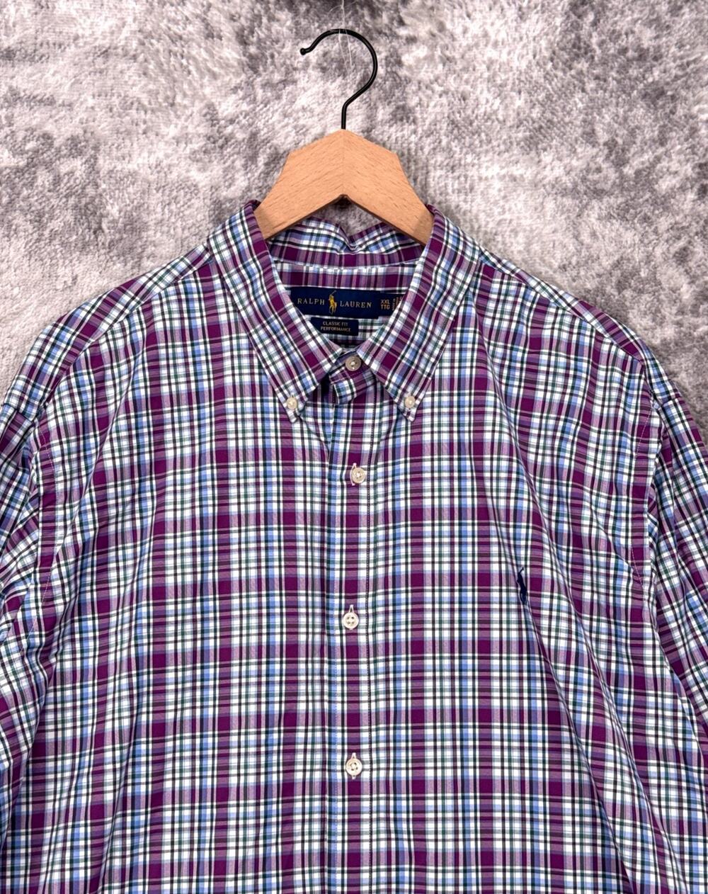 Polo Ralph Lauren Classic Fit Performance Shirt XXL Mens Blue Check Plaid